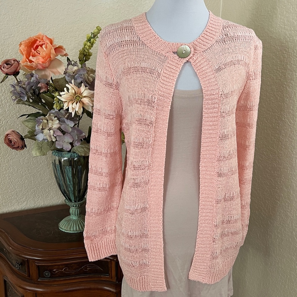 Andrew Marc Ribbon Knit Cardigan Sweater